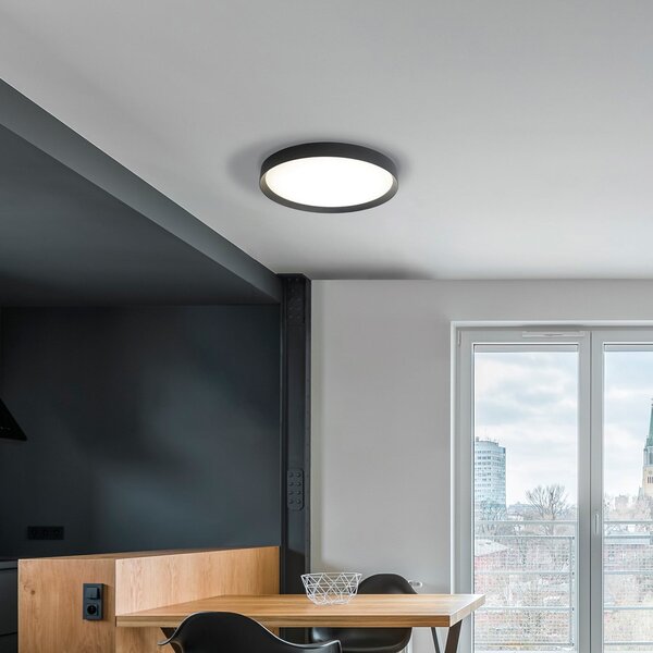 ACB ILUMINACIÓN Φωτιστικό οροφής LED Minsk, μαύρο, Ø 60cm, Casambi, 42 W, CCT, ρυθμιζόμενος, Μαύρο, Σαλόνι / τραπεζαρία, Μέταλλο, σύγχρονο
