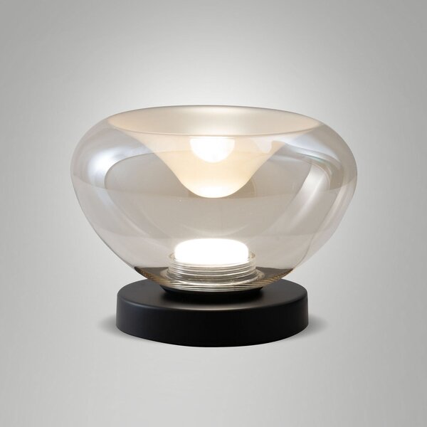 Fabas Luce LED επιτραπέζια λάμπα Brena, κονιάκ, γυαλί, CCT, ρυθμιζόμενη ένταση φωτισμού, ρυθμιζόμενος, Καφέ / Σκουριάς, Σαλόνι / τραπεζαρία, Γυαλί, σύγχρονο