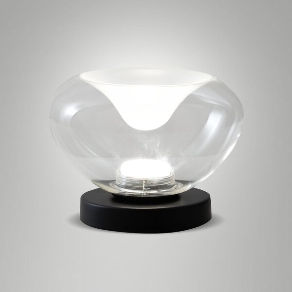 Fabas Luce LED επιτραπέζια λάμπα Brena, διαφανής, γυαλί, CCT, ρυθμιζόμενη ένταση φωτισμού, ρυθμιζόμενος, Διαφανές, Σαλόνι / τραπεζαρία, Γυαλί, σύγχρονο