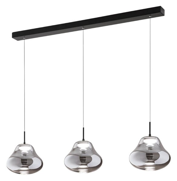Fabas Luce LED κρεμαστό φωτιστικό Deva, 3 φώτα, 115 cm, γκρι, CCT, ρυθμιζόμενη ένταση, ρυθμιζόμενος, Γκρι, Σαλόνι / τραπεζαρία, Γυαλί, σύγχρονο