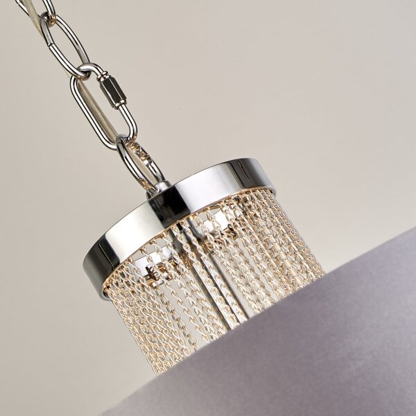 Searchlight Κρεμαστό φωτιστικό Alina, γκρι, μέταλλο, Ø 40 cm, E14, ρυθμιζόμενος, Γκρι, Σαλόνι / τραπεζαρία, Ύφασμα / Κλωστοϋφαντουργία, σύγχρονο
