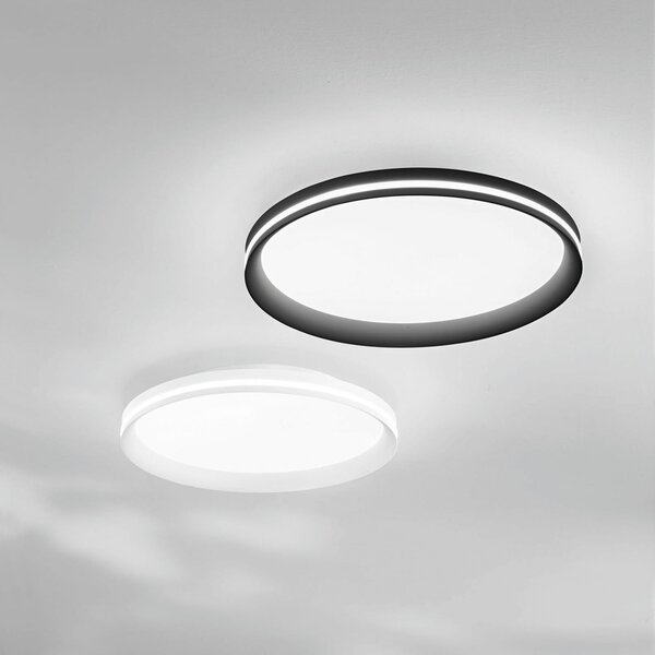 Fabas Luce LED φωτιστικό οροφής Isy, μαύρο, Ø 45 cm, μέταλλο, CCT, ρυθμιζόμενο, ρυθμιζόμενος, Μαύρο, Σαλόνι / τραπεζαρία, Μέταλλο, σύγχρονο
