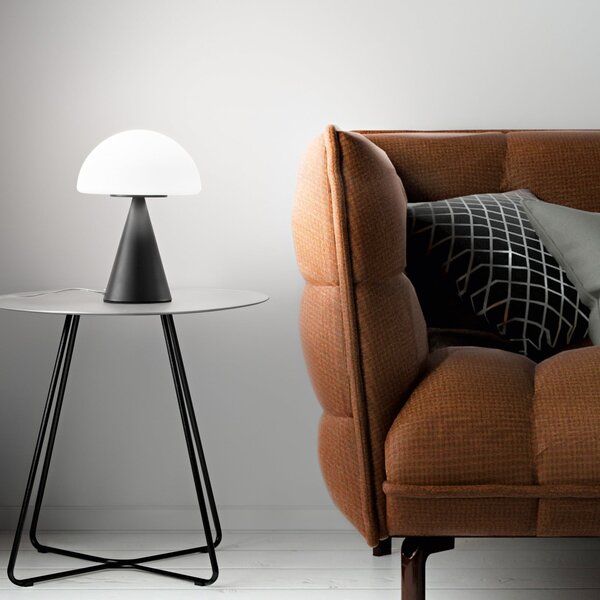 Fabas Luce LED επιτραπέζια λάμπα Blip, μαύρο/λευκό, γυαλί, CCT, ρυθμιστής έντασης με αφή, ρυθμιζόμενος, Μαύρο, Σαλόνι / τραπεζαρία, Γυαλί, σύγχρονο