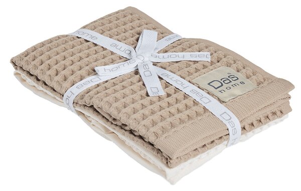 Ποτηρόπανα Πικέ (Σετ 2τμχ) Das Home Kitchen 0800 Ivory-Beige
