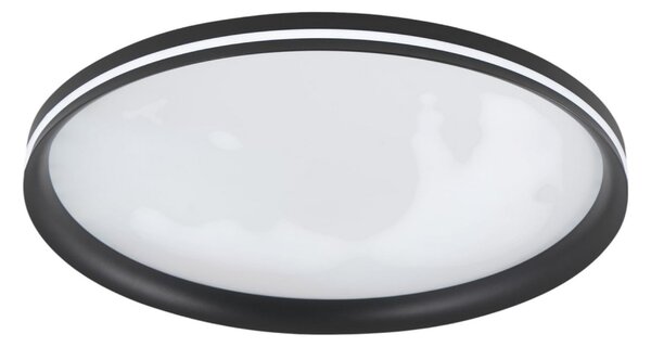 Fabas Luce LED φωτιστικό οροφής Isy, μαύρο, Ø 55 cm, μέταλλο, CCT, ρυθμιζόμενο, ρυθμιζόμενος, Μαύρο, Σαλόνι / τραπεζαρία, Μέταλλο, σύγχρονο