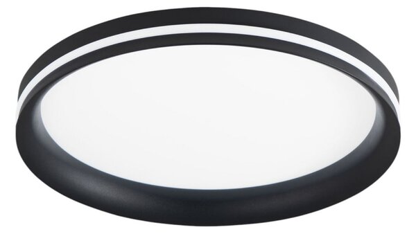 Fabas Luce LED φωτιστικό οροφής Isy, μαύρο, Ø 35 cm, μέταλλο, CCT, ρυθμιζόμενο, ρυθμιζόμενος, Μαύρο, Σαλόνι / τραπεζαρία, Μέταλλο, σύγχρονο