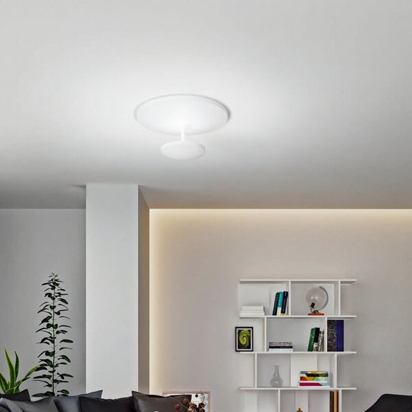 Fabas Luce LED φωτιστικό οροφής Conrad, λευκό, Ø 50 cm, μέταλλο, ρυθμιζόμενο, ρυθμιζόμενος, Λευκό, Σαλόνι / τραπεζαρία, Μέταλλο, σύγχρονο