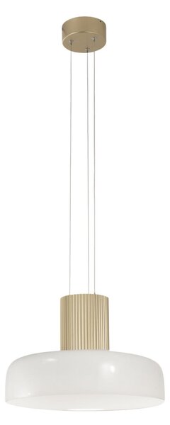 Fabas Luce LED κρεμαστό φωτιστικό Lunar, λευκό/χρυσό, γυαλί, CCT, ρυθμιζόμενο, ρυθμιζόμενος, Λευκό, Σαλόνι / τραπεζαρία, Γυαλί, σύγχρονο