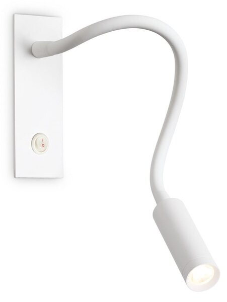 IDEAL LUX Ideal Lux LED απλίκι τοίχου IO, λευκό, εύκαμπτος βραχίονας, διακόπτης, Λευκό, υπνοδωμάτιο, Αλουμίνιο, σύγχρονο