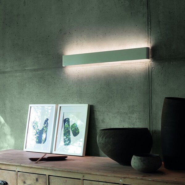 IDEAL LUX Φωτιστικό τοίχου LED Delta, λευκό, πλάτος 83 cm, 3.000 K, Λευκό, Σαλόνι / τραπεζαρία, Αλουμίνιο, σύγχρονο, Γωνιακός τοίχος