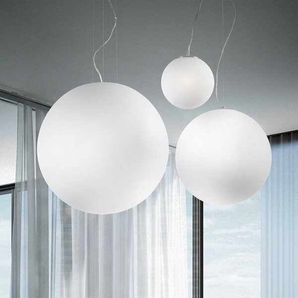 IDEAL LUX Ιδανική κρεμαστή λάμπα Ideal Lux Mapa, Ø 20 cm, γυαλί οπαλ, σφαίρα, ρυθμιζόμενος, Λευκό, Σαλόνι / τραπεζαρία, Γυαλί, σύγχρονο, Σφαίρα