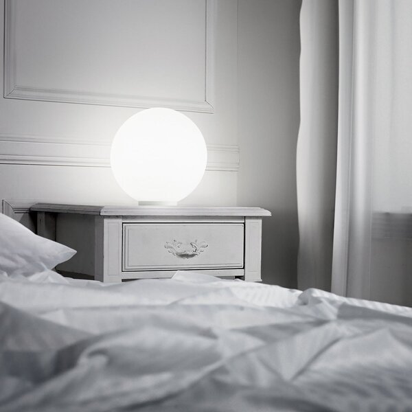 Ideallux Ideal Lux επιτραπέζια λάμπα Mapa, Ø 20 cm, γυαλί Opal, σφαίρα, E27, Λευκό, Σαλόνι / τραπεζαρία, Γυαλί, Σφαίρα