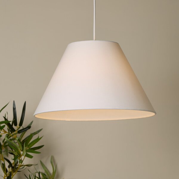 Searchlight Κρεμαστό φωτιστικό Lyta, λευκό, Ø 38 cm, ύφασμα, E27, κωνικό σχήμα, ρυθμιζόμενος, Λευκό, Σαλόνι / τραπεζαρία, Ύφασμα / Κλωστοϋφαντουργία, Σκανδιναβικό