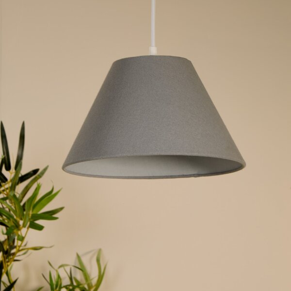 Searchlight Κρεμαστό φωτιστικό Lyta, γκρι, Ø 28 cm, ύφασμα, E27, κωνικό σχήμα, ρυθμιζόμενος, Γκρι, Σαλόνι / τραπεζαρία, Ύφασμα / Κλωστοϋφαντουργία, Σκανδιναβικό