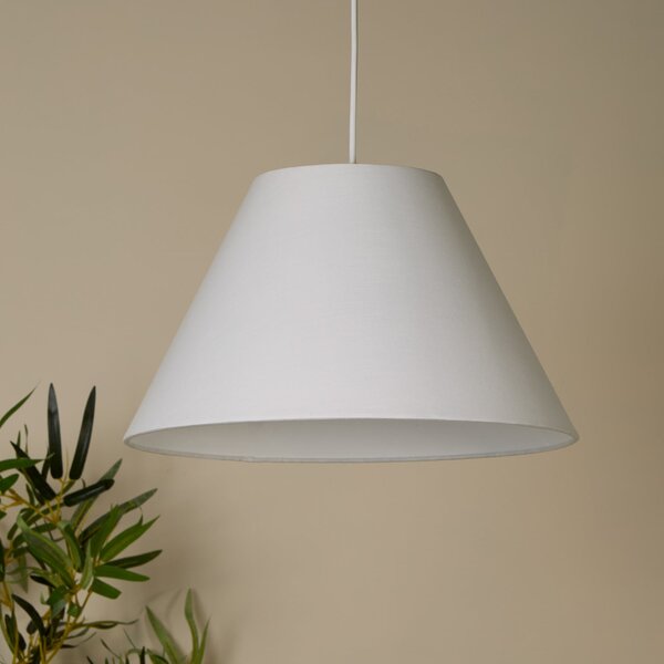 Searchlight Κρεμαστό φωτιστικό Lyta, λευκό, Ø 38 cm, ύφασμα, E27, κωνικό σχήμα, ρυθμιζόμενος, Λευκό, Σαλόνι / τραπεζαρία, Ύφασμα / Κλωστοϋφαντουργία, Σκανδιναβικό