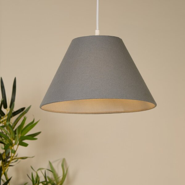 Searchlight Κρεμαστό φωτιστικό Lyta, γκρι, Ø 28 cm, ύφασμα, E27, κωνικό σχήμα, ρυθμιζόμενος, Γκρι, Σαλόνι / τραπεζαρία, Ύφασμα / Κλωστοϋφαντουργία, Σκανδιναβικό