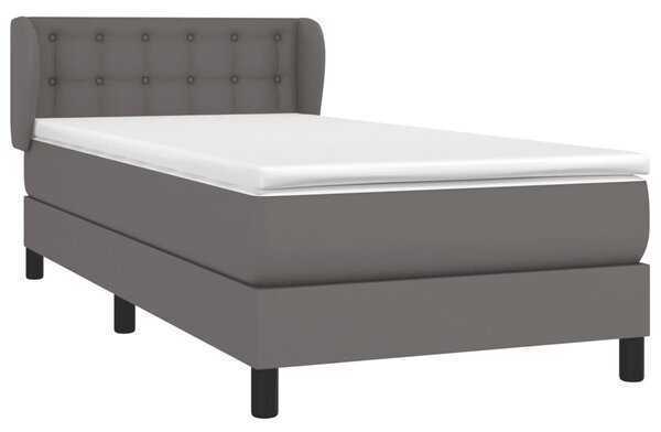 VidaXL Κρεβάτι Boxspring με Στρώμα Γκρι 80 x 200 εκ. Συνθετικό Δέρμα