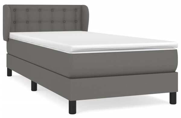 VidaXL Κρεβάτι Boxspring με Στρώμα Γκρι 80 x 200 εκ. Συνθετικό Δέρμα