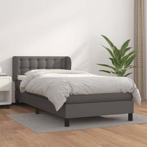 VidaXL Κρεβάτι Boxspring με Στρώμα Γκρι 80 x 200 εκ. Συνθετικό Δέρμα