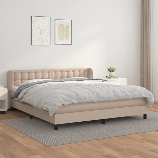 VidaXL Κρεβάτι Boxspring με Στρώμα Καπουτσίνο 160x200εκ.από Συνθ.Δέρμα