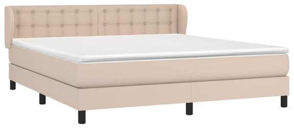 VidaXL Κρεβάτι Boxspring με Στρώμα Καπουτσίνο 160x200εκ.από Συνθ.Δέρμα