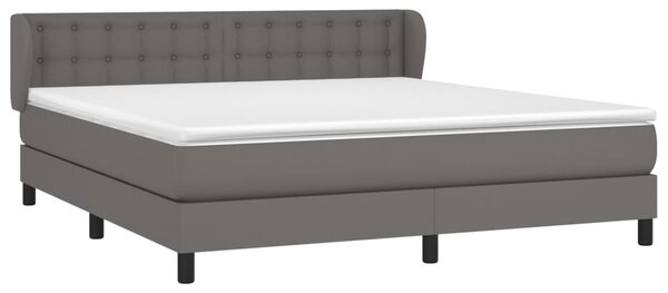 VidaXL Κρεβάτι Boxspring με Στρώμα Γκρι 160x200εκ. από Συνθετικό Δέρμα