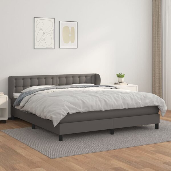 VidaXL Κρεβάτι Boxspring με Στρώμα Γκρι 160x200εκ. από Συνθετικό Δέρμα