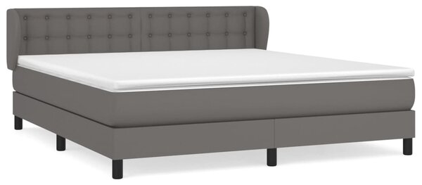 VidaXL Κρεβάτι Boxspring με Στρώμα Γκρι 160x200εκ. από Συνθετικό Δέρμα