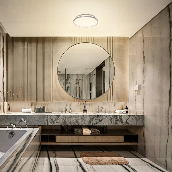 OSRAM LED φωτιστικό οροφής BATHROOM, χρώμιο, Ø 30 cm, IP44, CCT, Μεταλλικό, Μπάνιο, Αλουμίνιο, σύγχρονο