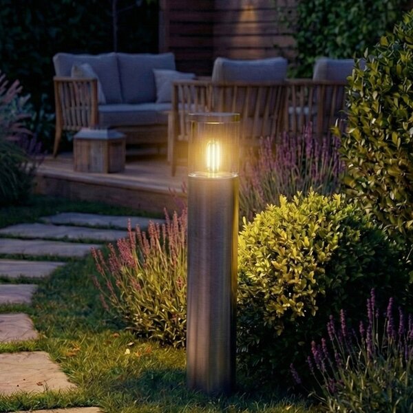 OSRAM Λάμπα βάσης ENDURA CLASSIC EBRO, ανοξείδωτο ατσάλι, 49 cm IP44, ρυθμιζόμενος, Μεταλλικό, Ανοξείδωτος χάλυβας, σύγχρονο