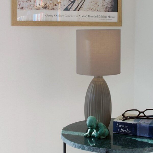 PR Home Επιτραπέζια λάμπα Uno, καφέ, ύψος 37 cm, ύφασμα/κεραμικό, Καφέ / Σκουριάς, Σαλόνι / τραπεζαρία, Κεραμικό υλικό, σύγχρονο