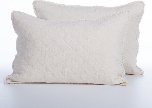Ζεύγος Μαξιλαροθήκες Καπιτονέ (52x72) Nef-Nef Homeware Serenity Bruno Ecru