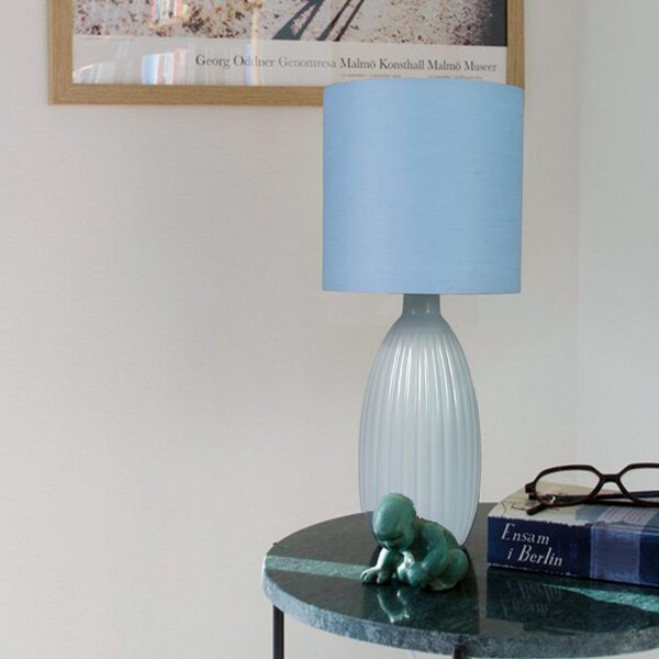PR Home Επιτραπέζια λάμπα Uno, μπλε, ύψος 37 cm, ύφασμα/κεραμικό, Μπλε, Σαλόνι / τραπεζαρία, Κεραμικό υλικό, σύγχρονο