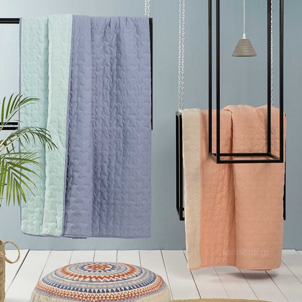 Κουβερλί Μονό (160x240) 2 Όψεων Nima Layers Colors SS2018 Dusty Blue/Aqua