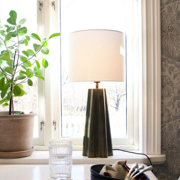 PR Home Επιτραπέζια λάμπα Aira, ύψος 65 cm, χρώμα ορείχαλκου/λευκό, Μεταλλικό, Σαλόνι / τραπεζαρία, Μέταλλο