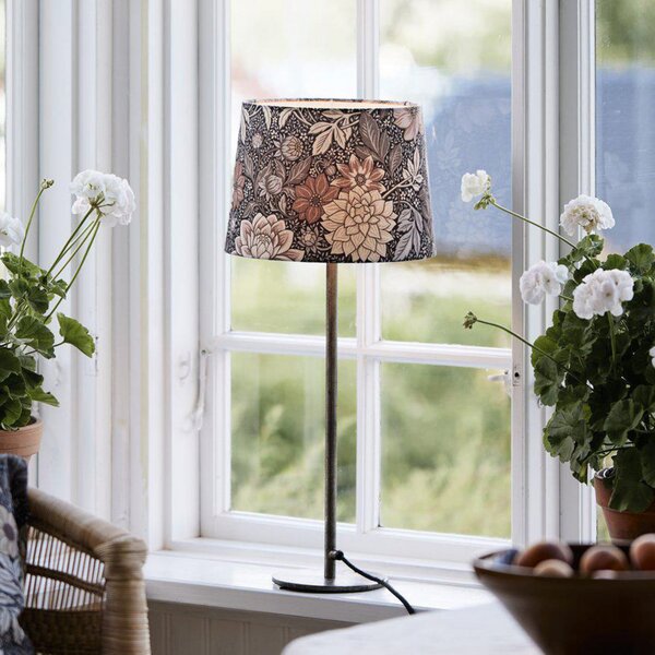 PR Home Επιτραπέζια λάμπα BASE DAHLIA, καφέ, ύψος 58 cm, ύφασμα, Καφέ / Σκουριάς, Σαλόνι / τραπεζαρία, Μέταλλο