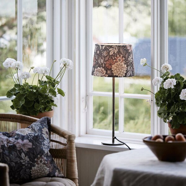 PR Home Επιτραπέζια λάμπα BASE DAHLIA, καφέ, ύψος 58 cm, ύφασμα, Καφέ / Σκουριάς, Σαλόνι / τραπεζαρία, Μέταλλο