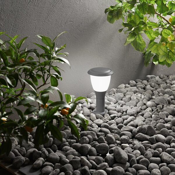 Fabas Luce Πόδι φωτιστικό Thiago, 30 cm, σκούρο γκρι, μέταλλο, E27, IP65, ρυθμιζόμενος, Μαύρο, Αλουμίνιο, σύγχρονο