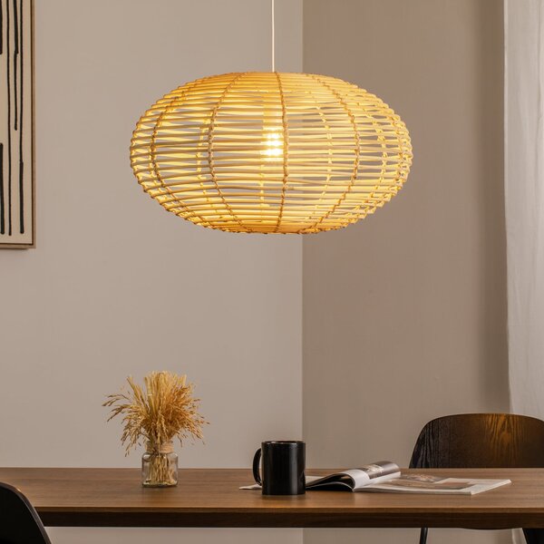 Nowodvorski Lighting Κρεμαστό φωτιστικό RATTAN, Ø 60 cm, φυσικό καφέ, ρατάν, E27, ρυθμιζόμενος, Ξύλου, Σαλόνι / τραπεζαρία, Ξύλο