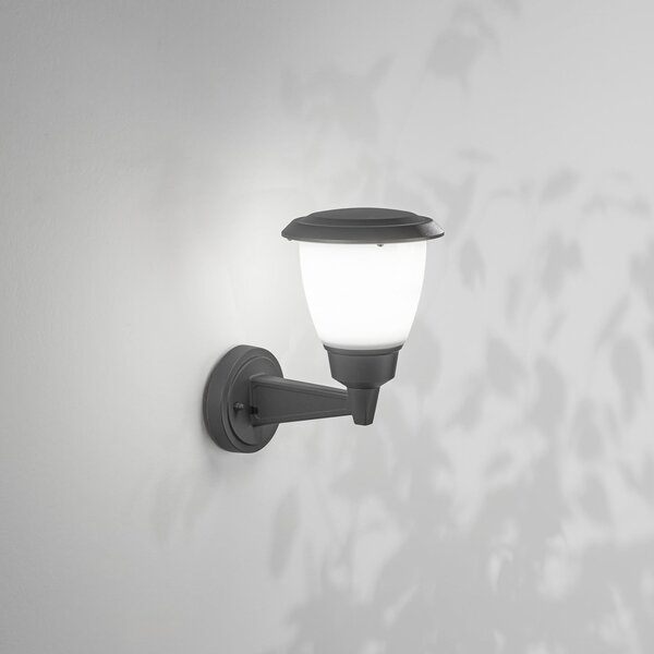 Fabas Luce Εξωτερικός φωτιστικός Thiago, σκούρο γκρι, μέταλλο, 20 cm, E27, IP54, ρυθμιζόμενος, Μαύρο, Αλουμίνιο, σύγχρονο