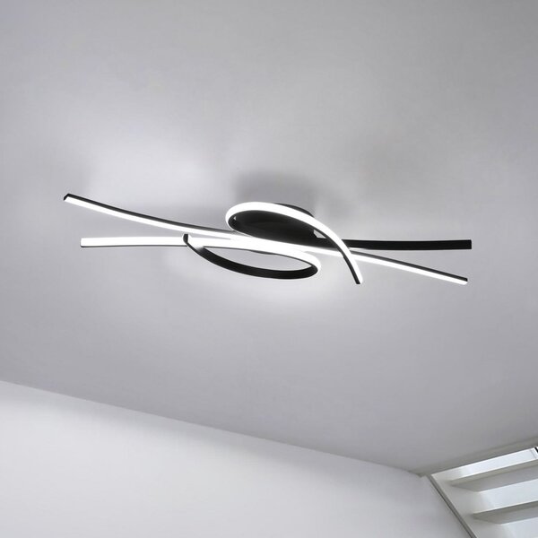 FISCHER & HONSEL LED φωτιστικό οροφής Biba, μαύρο, μήκος 100 cm, μέταλλο, CCT, ρυθμιζόμενος, Μαύρο, Σαλόνι / τραπεζαρία, Μέταλλο, σύγχρονο