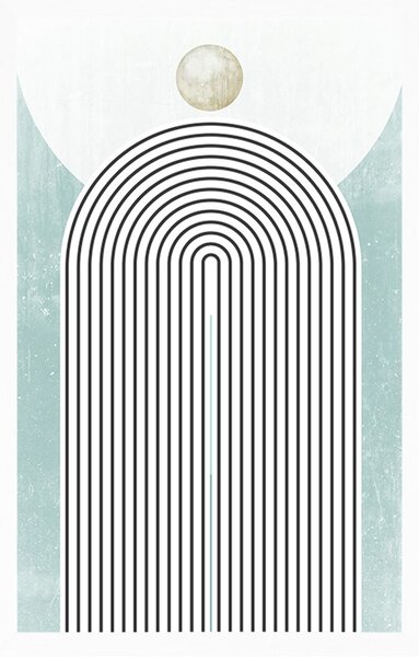 Αφίσα μοντέρνο μπλε ουράνιο τόξο Mid-Century