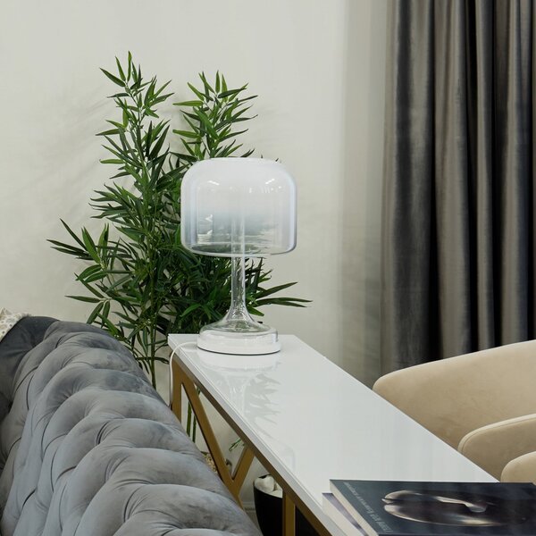 Maytoni LED επιτραπέζια λάμπα Spirito, λευκό, γυαλί, ύψος 42 cm, Λευκό, Σαλόνι / τραπεζαρία, Γυαλί