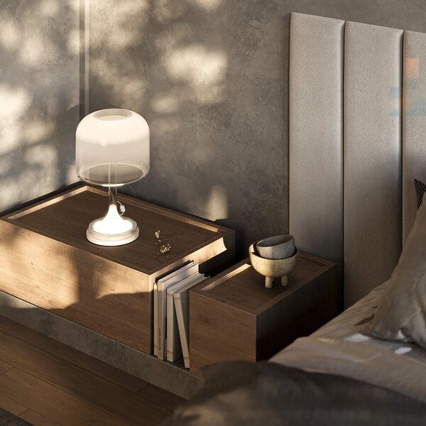 Maytoni LED επιτραπέζια λάμπα Spirito, λευκό, γυαλί, ύψος 42 cm, Λευκό, Σαλόνι / τραπεζαρία, Γυαλί