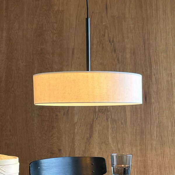 Dyberg Larsen Κρεμαστή λάμπα Calix, ύψος 12 cm, φυσικό λευκό, ρυθμιζόμενος, Λευκό, Σαλόνι / τραπεζαρία, Ύφασμα / Κλωστοϋφαντουργία, σχεδιασμός