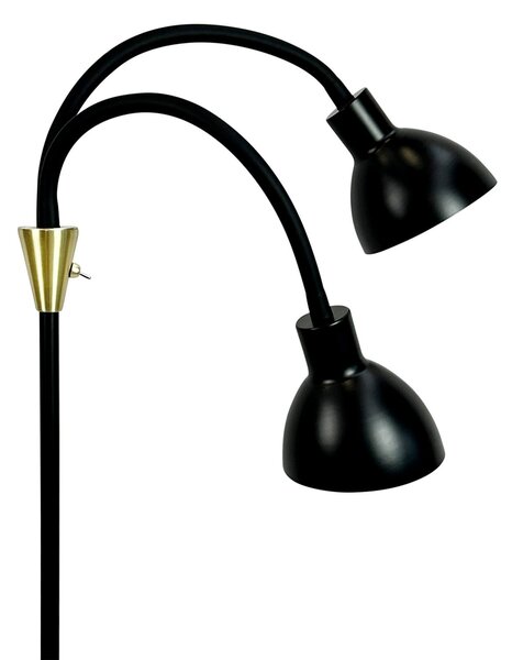 Dyberg Larsen Λάμπα δαπέδου Lilje, μαύρη, ύψος 135 cm, 2 φτερά., Μαύρο, Σαλόνι / τραπεζαρία, Μέταλλο, σχεδιασμός