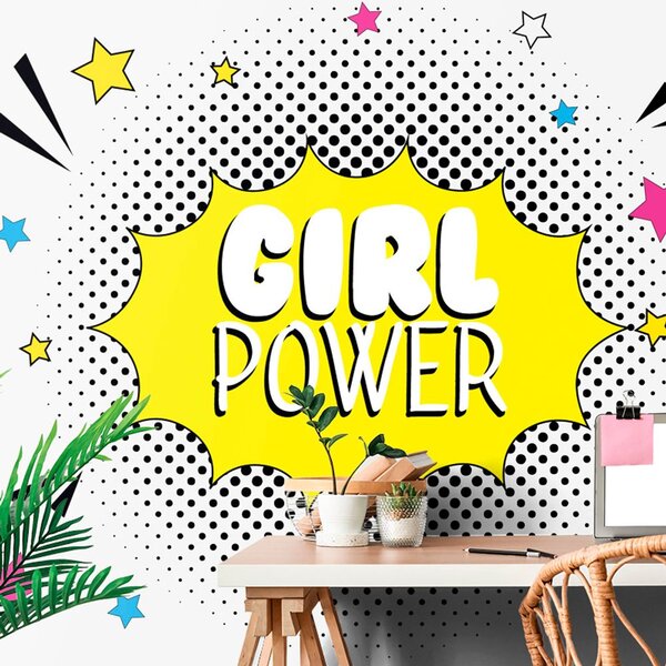 Ταπετσαρία τοίχου με pop art επιγραφή - GIRL POWER