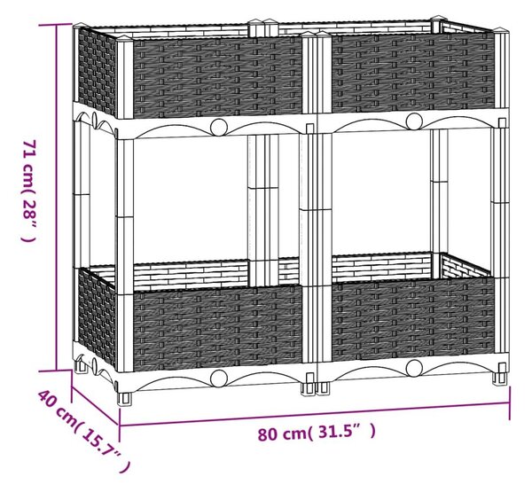 Ζαρντινιέρα 80 x 40 x 71 εκ. από Πολυπροπυλένιο - Γκρι