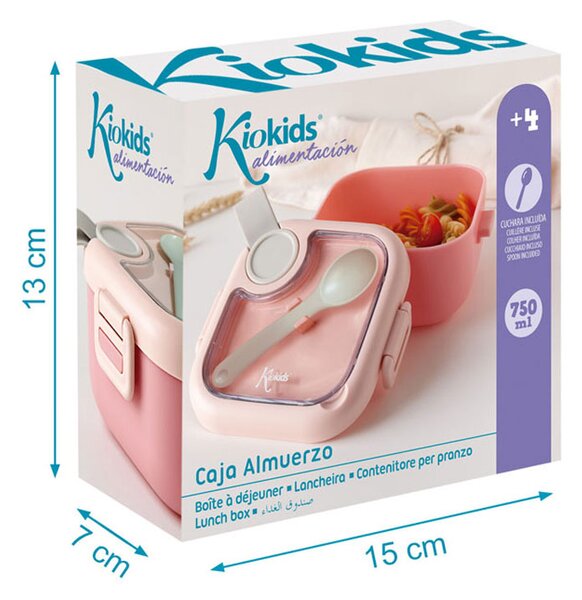 Φαγητοδοχείο & Κουτάλι (Σετ) 750ml Kiokids Pink 3535