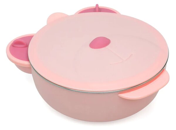 Φαγητοδοχείο Με Χωρίσματα 450ml (16x8x19) Kiokids Pink Bear 3537